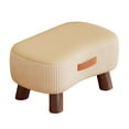 thumbnail image 2 of Reposapiés pequeño otomano con patas de madera, creativo, con asa Beige, 2 of 9