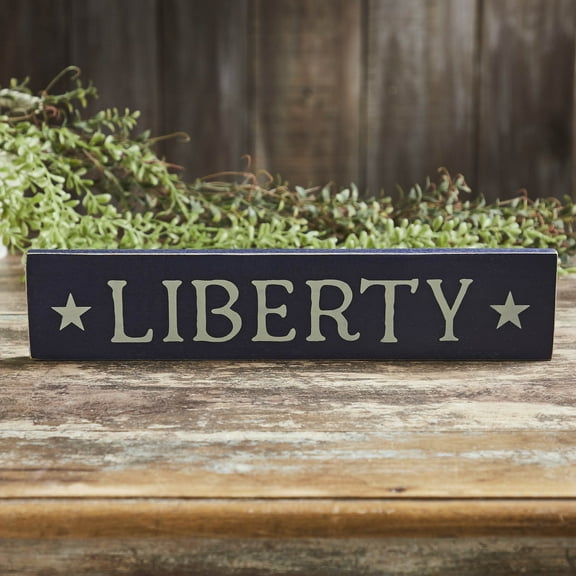 VHC Brands Navy Liberty Wooden Sign 3x14, Independence Day Decor, Patriotic Text, Printed Tropical Wood Sign, Rectangle Shape, Americana, Faded Blue