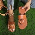 thumbnail image 5 of Strappy Sandals for Women, Womens Strappy Sandals, Sandals Woman, Sandals With Back Strap, Women's Slide Flat Sandals Comfortable Slip On Flip Flop Thong Sandals With Spring Summer Sandals, Brown 9, 5 of 8