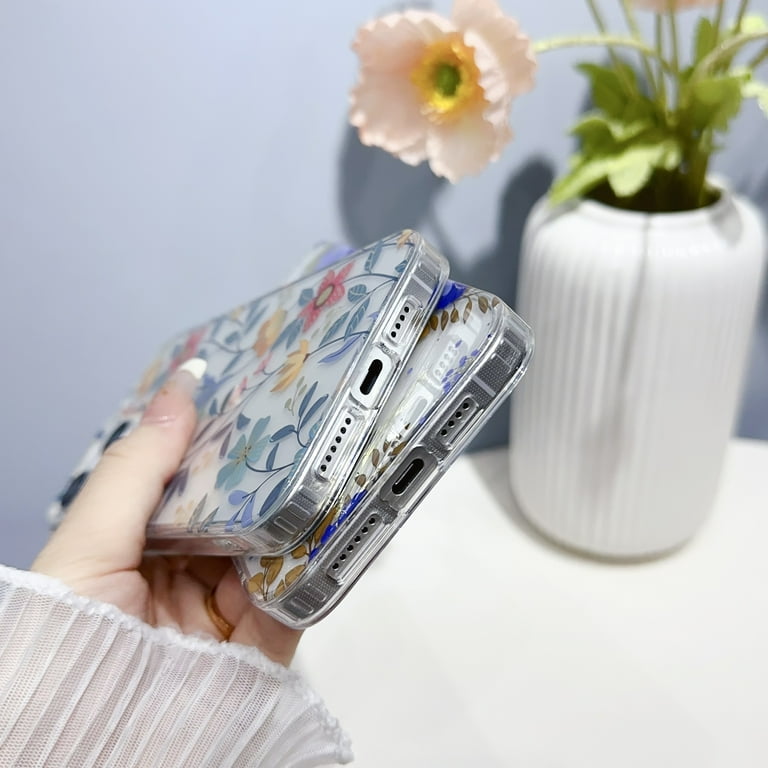 for iPhone 13 Case Clear Flower Floral Women Girl Cute Phone Case