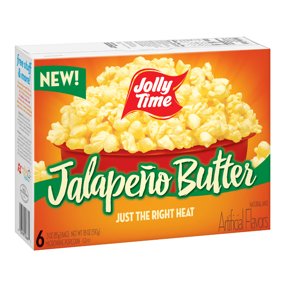 (3 pack) JOLLY TIME Jalapeño Butter Microwave Popcorn, 3oz 6ct Gluten-free