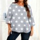 thumbnail image 1 of TaTaai Plus Size Gradient Print T-Shirt, Women's Long Sleeve Round Neck Top, Casual Loose Fit Blouse, Soft Home Wear, All Seasons Daily Attire Gift, 1 of 6