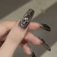 thumbnail image 4 of Deluxe 3D Press-On Nails Artistic Shiny Fake Nails UV Gel Press-On, Easy to Wear For Women's Decoration (French Dark), 4 of 8