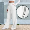 thumbnail image 2 of larppty Baggy Wide Leg Sweatpants for Women Fleece High Waist Joggers with Pockets Lightweight Comfy Drawstring Sweat Pants（White，M）, 2 of 9