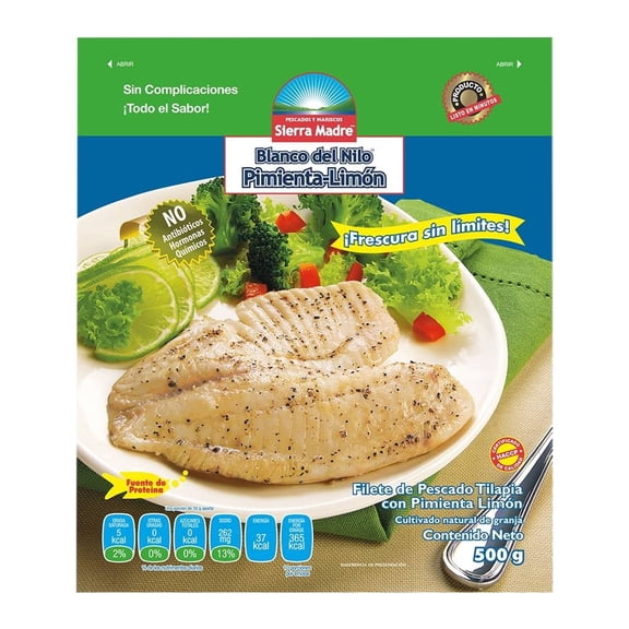 Filete de pescado Sierra Madre Blanco del Nilo congelado pimienta limón 500 g