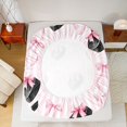 thumbnail image 4 of Erosebridal Disco Ball Bow Pink Fitted Sheet Full for Girls, Glam Sparkly Mirror Party Bed Set, 3-Pieces 1 Fitted Sheet and 2 Pillowcases, 4 of 6