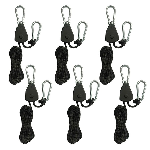 Colgadora Bloqueo Trinquete 6pcs 1.6m 1/8 Polea Elevación para Campamento