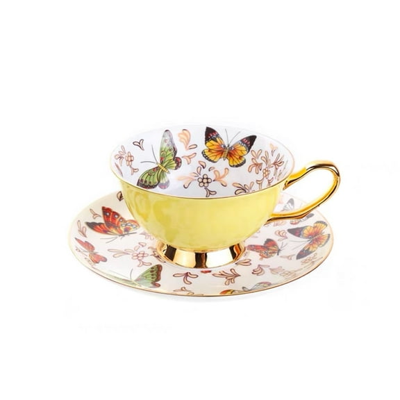 Gardenia Fields Yellow Butterfly Bone Chine Cup and Saucer