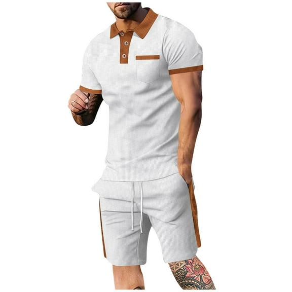 TMOYZQ Mens Short Sets 2 Piece Outfits Golf Shirt Fashion Summer Tracksuits Casual Set Short Sleeve and Shorts Sets