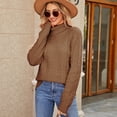 thumbnail image 1 of Suéter torcido de cuello alto para mujer, camisa de punto de Color sólido con cuello alto y temperamento, otoño e invierno, 1 of 3