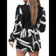 thumbnail image 3 of Camisas de Dos Piezas Falsas para Mujer, Otoño e Invierno, Blusa Informal con Estampado Geométrico de Larga para Mujer, en y Negro, S, 3 of 10