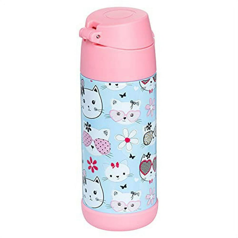 Snug Kids Water Bottle - insulated stainless steel thermos with straw  (Girls/Boys) - Cars, 12oz