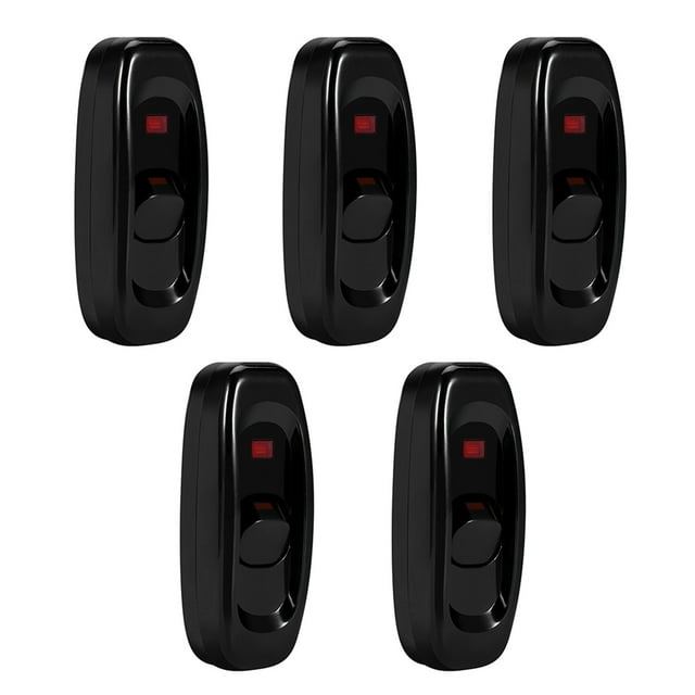 Interruptor de Cable de Lámpara de Escritorio Sincero Negro con Luz Indicadora LED CA 250 V 10 A