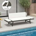thumbnail image 4 of Costway Outdoor Convertible Sofa Daybed with Adjustable Armrests Removable Cushions White, 4 of 10