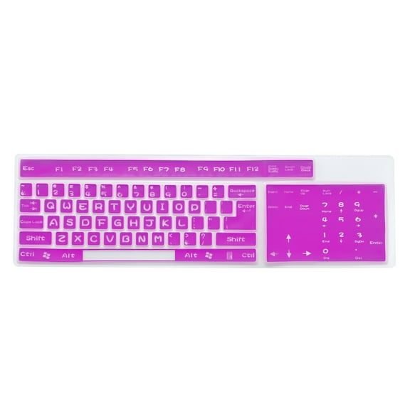 Pc Keyboard Cover Skin Silicone Desktop Keyboard Skin 17.3"x5.3" Purple 1Pcs