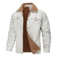 thumbnail image 2 of Homeyce Winter Jackets for Men Long Sleeve Fleece Sherpa Lined Coat Button Down Lapel Jackets with Multi Pockets Winter Casual Thermal Thick Trucker Heavyweight Softshell,Beige S, 2 of 5