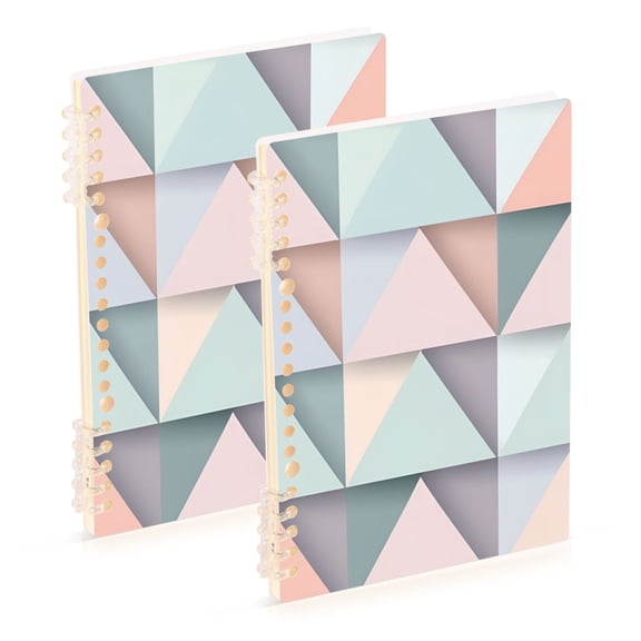 FORMRS 1-Subject Spiral Notebook 8" x 5" College Ruled 60 Refillable Sheet A5 Hard Cover, 2 Pack, Green Geometric
