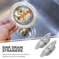 thumbnail image 3 of Kitandove Bathroom Floor Sink Strainer Filter 2Pcs Silver Metal Kitchen Sink Drain and Strainer 11.3x11.3in, 3 of 8