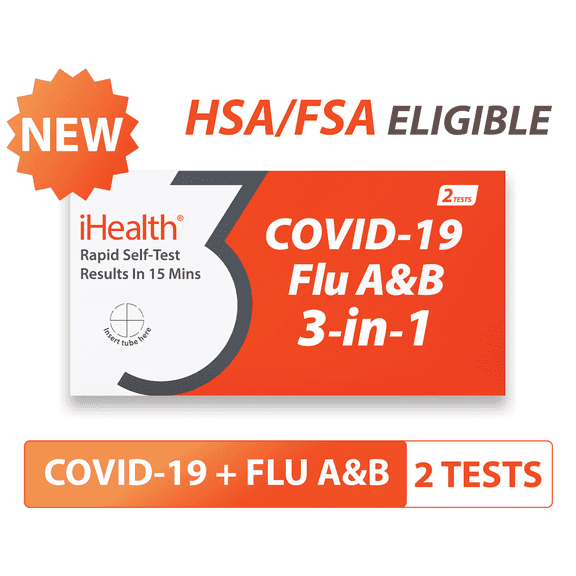 iHealth COVID-19 & Flu A/B Rapid Antigen Home Test, 2 Tests