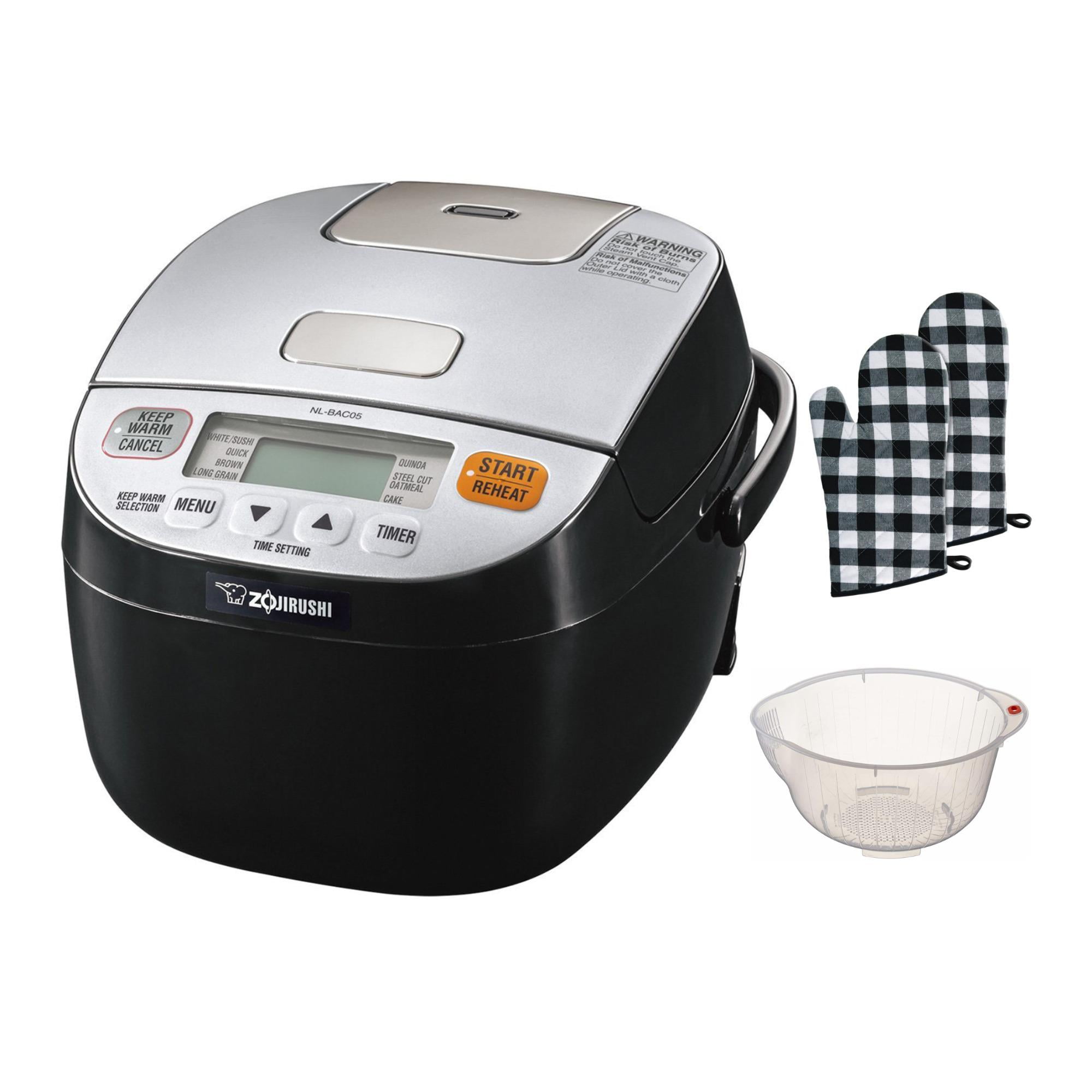 Zojirushi NLBAC05 Rice Cooker (3Cup) with Washing Bowl and Oven Mitt.