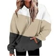 thumbnail image 2 of Cmfcve Striped Sweatshirts for Women Plus Size Contrast Patchwork Hoodie Long Sleeve Drawstring Pullover Tunics Tops with Pocket, 2 of 6