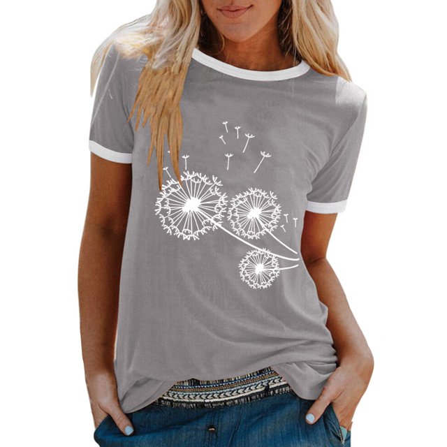 Birdeem T-Shirt Mode Décontracté Imprimé Col Rond Manches Courtes Ample pour Femmes