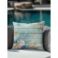 thumbnail image 2 of Outdoor Pillow Waterproof 1 Pack, Teal Beach Coastal Patio Throw Pillows for Couch Bed Sofa with Insert, Summer Nautical Coral Shell Botanical Vintage Decorative Travel/Reading Pillow Set 16x16 Inch, 2 of 6