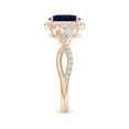 thumbnail image 3 of ANGARA Natural 1.55 Ct Oval Sapphire Twisted Vine Ring with Diamond Halo in 14K Rose Gold for Women (Size-8x6mm) | September Birthstone, Anniversary, Jewelry Gift for Women | Natural Sapphire Ring, 3 of 10
