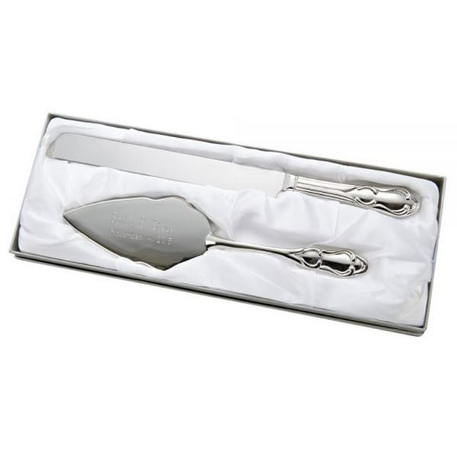 14.25 in. Long Cake Knife & Server Set - Nickel Plated