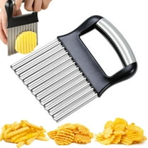 CZQ Crinkle Cutter for Veggies, Stainless Steel French Fry Cutter for Potatoes, Cucumbers, Carrots - Wavy Chopper, Waffle Fry Maker