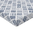 thumbnail image 2 of Ambesonne Indigo Fitted Sheet, Square Shaped Lines Dots, Queen Size, Indigo, 2 of 3
