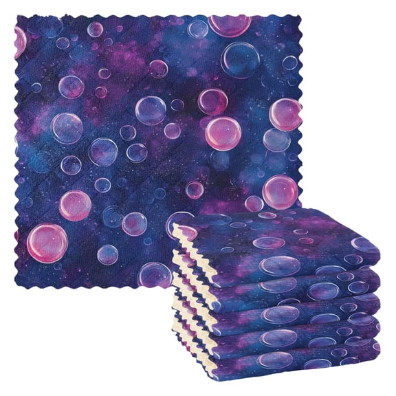 6 Pieces of Kitchen Towels 11x11Inch Kitchen Dish Cloths Kitchen Dish Towels Reuseable Cleaning Cloths Color Bubble Pattern