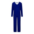thumbnail image 4 of ZyeKqe Womens Pajamas Sets Long Sleeve V Neck Sleepwear High Waisted Pants Soft Comfy Pjs Sets Loungewear, 4 of 4