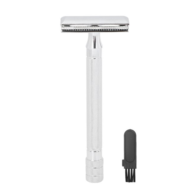 Maquinilla de afeitar para Barba Vintage, mango reutilizable, maquinilla de afeitar Manual de seguridad plateada para salón en casa (sin cuchilla)