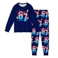 thumbnail image 4 of Kids Outfits Set 6 7 Six Seven Letter Outfits Set Comfortable Girls 67 Doodle Print Long Sleeve Homewear Soft Two Piece Sleepwear Navy 5-6 Years, 4 of 8