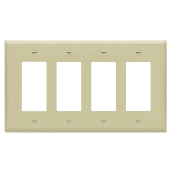 ENERLITES Decorator Light Switch or Receptacle Outlet Wall Plate, Gloss Finish, Size 4-Gang, Unbreakable Polycarbonate Thermoplastic, UL Listed, 8834-I, Ivory