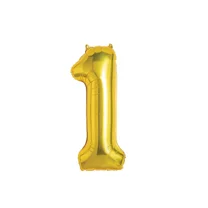 34" Number 1 Foil Balloon: Gold Birthday Decoration, Solid Pattern, All Ages