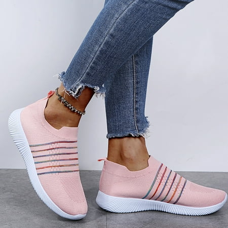 Vedolay Women s Platform Loafers Women s Comfortable Loafers Breathable Slip On Leisure Shoes Pink 8.5