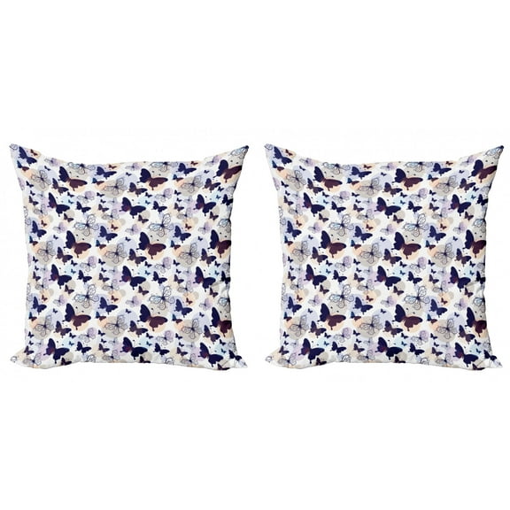 Ambesonne Butterfly Throw Pillow Cover 2 Pack, Pastel, 16", Multicolor