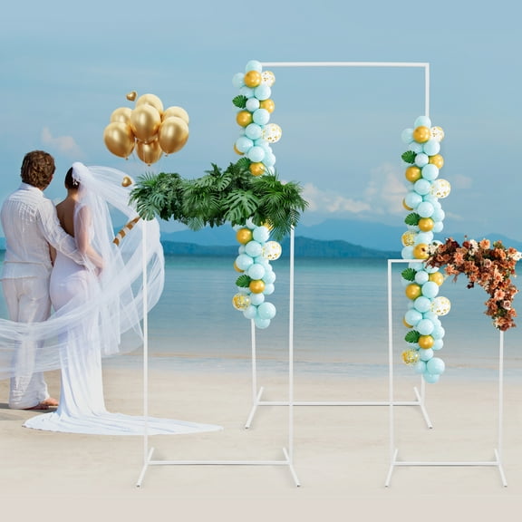 White Rectangular Metal Backdrop Stand, Rectangular Balloon Frame, Metal Backdrop Stand Steel Tube For Weddings, Birthday Parties, Christmas Parties