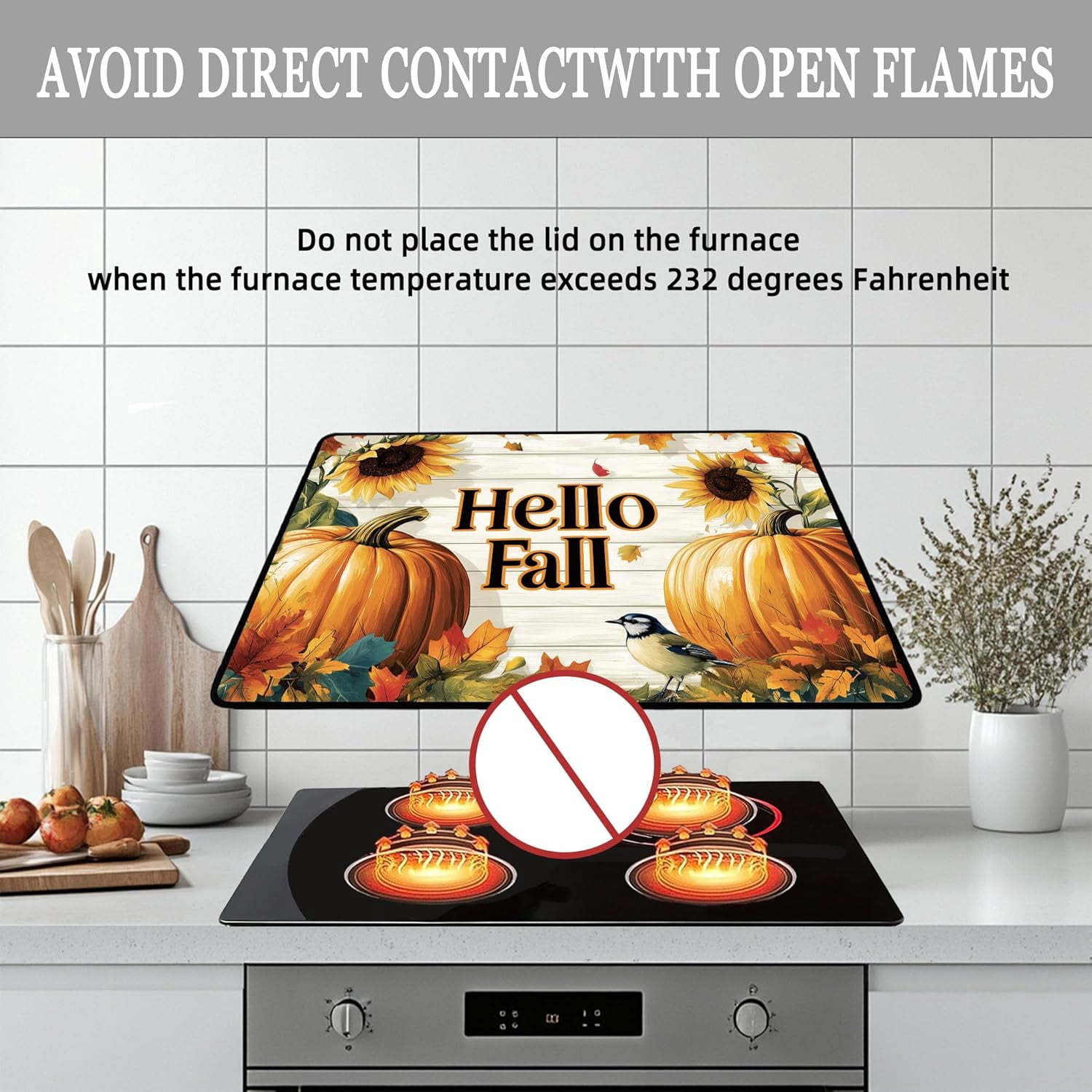 Fall Pumpkin Electric Stove Top Cover Protector,Autumn Sunflower Stove Top Covers for Gas Burners,Cooktop Mat for Ceramic Glass Cooktop Protector, Electric Stove Cover,Glass Top Stove Cover
