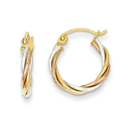 Finejewelers Collection 14k Tri Color Polished 2 5mm Finejewelers 14k Tri Color Polished 2 5mm Twisted Hoop Earrings In 14 Kt