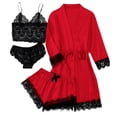 thumbnail image 2 of Hot6sl Économies d'Été Liquidation Robes, Lingerie Femme Mignonne Imprimé Cœur Satin Ceinturé Robe Camisole Shorts Pyjamas, Pyjamas Femme/rouge, m, 2 of 4