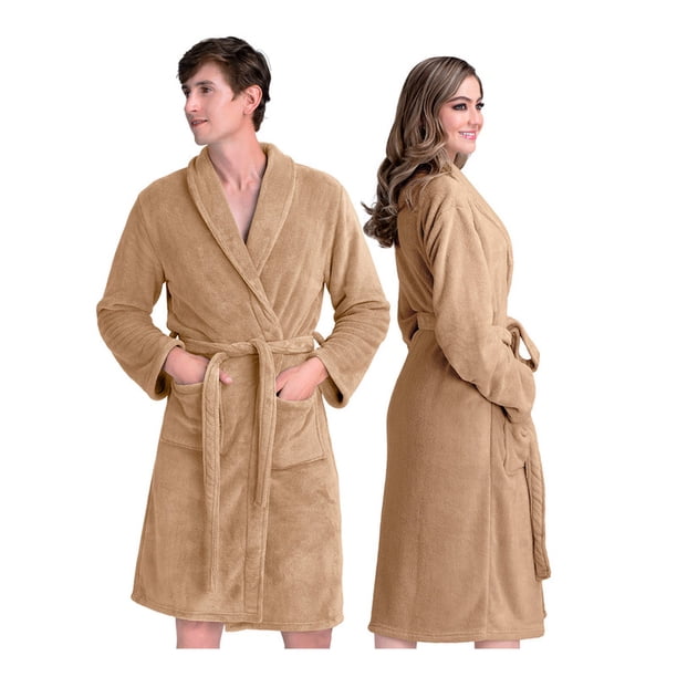 Bata de Baño Suave, Absorbente y de Secado Rápido, Unisex Real Textil (Khaki, Unitalla)