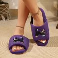 thumbnail image 6 of Fengactive Womens Cat Embroidery Open Toe Slide Slippers Round Toe Soft Sole Breathable Casual House Slippers, 6 of 7