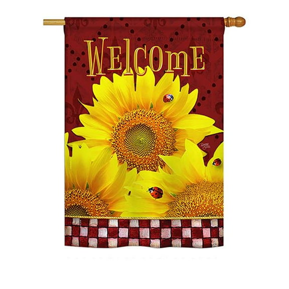 Breeze Decor BD-FL-H-104098-IP-BO-D-US18-BD 28 x 40 in. Golden Sunflowers Spring Floral Impressions Decorative House Flag