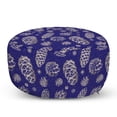 thumbnail image 1 of Abstract Pouf Cover with Zipper, Silhouettes of Pine Cones Fir Tree Hand Drawn Like Sketch Design Print, Soft Decorative Fabric Unstuffed Case, 30" W X 17.3" L, Indigo and Pale Tan, by Ambesonne, 1 of 5