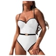 thumbnail image 1 of PEASKJP Pièce Pièce Maillots de Bain une pour Femmes Maillot de Bain une Contrôle du Ventre Maillot de Bain à Blocs de Couleur Bretelles Réglables Maillots de Bain, Blanc P, 1 of 9