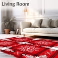 thumbnail image 2 of ODIKA 4'x6' Machine Washable Non-Slip Area Rug, Festive Tartan Checkered with Nordic Snowflake Motifs High Traffic Rug with Pad, Red, 508411, 2 of 8