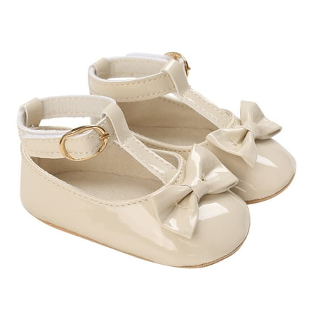 

nsendm Toddler Kids Infant Girls Soild Bowknot Princress Shoes Soft Sole The Floor Barefoot Non Slip Girls Shoes 8 Shoes Beige 0 Months